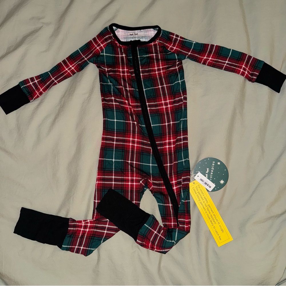NWT Little Sleepies Plaid Holiday Zippy size 2T